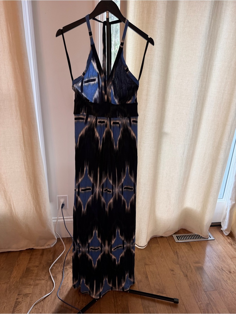 Banana Republic Blue and Black Ikat Maxi Dress